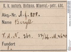Etiketten zu Beryll (NHMW-MIN-Af808)